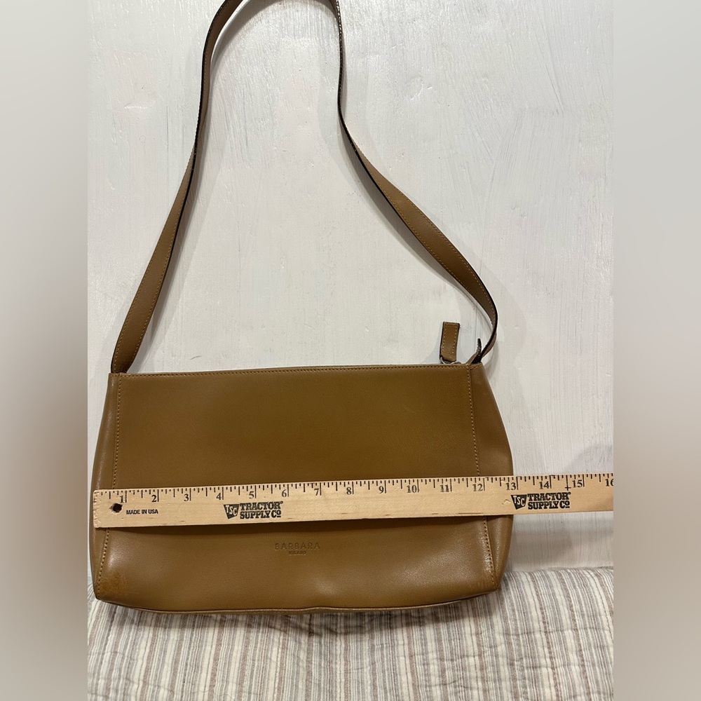 Barbara Milano 90s Italian Leather Shoulder Bag – Tan Brown Y2K Minimal Purse - Picture 6 of 13